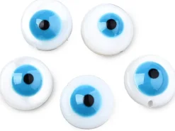 Lot de 5 perles œil bleu émaillé - Coquillage nacré - 8 mm