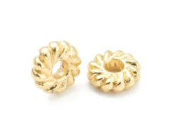 Lot de 20 perles intercalaires disque fleurs - Doré à l'or fin