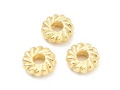Lot de 20 perles intercalaires disque fleurs - Doré à l'or fin