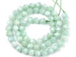 Lot de 10 perles naturelles géométriques à facettes - 6 mm - Jade de Birmanie