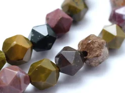 Lot de 10 perles naturelles géométriques à facettes - 6 mm - Jaspe