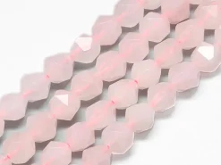 Lot de 10 perles naturelles géométriques à facettes - 6 mm - Quartz rose