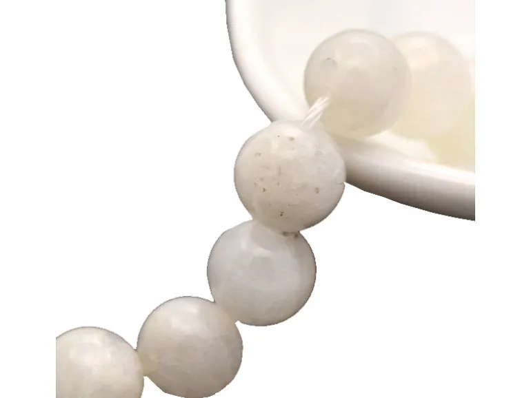 Lot de 15 perles naturelles 6 mm - Pierre de lune