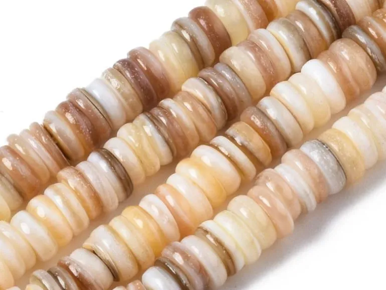 Lot de 20 perles rondelles heishi 6 mm - Coquillage naturel