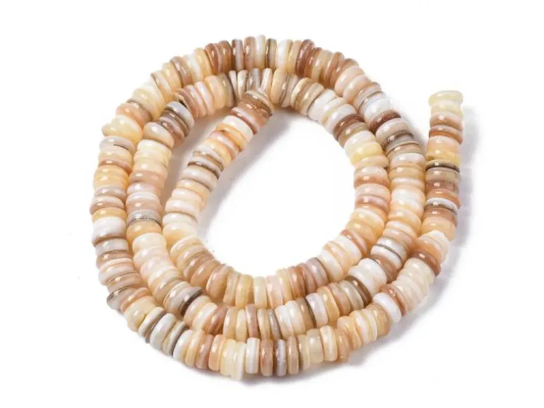Lot de 20 perles rondelles heishi 6 mm - Coquillage naturel