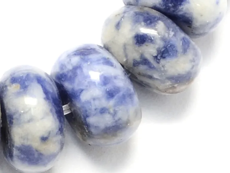 Lot de 20 perles rondelles - Jaspe tache bleu