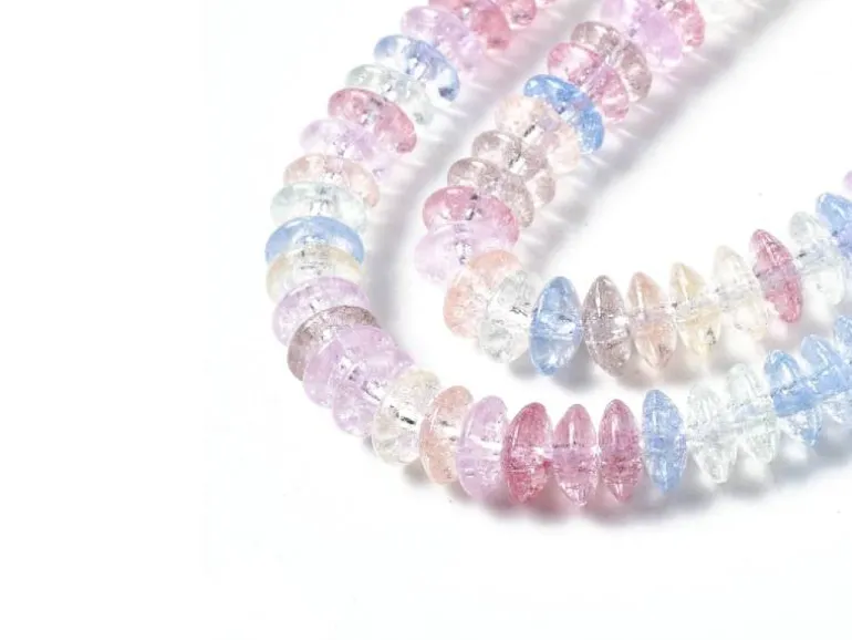 Lot de 20 perles rondelles en verre craquelé - Multicolore