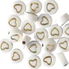 Lot de 20 perles rondes - Coeurs dorés