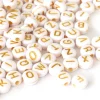 Lot de 200 perles rondes - Lettres alphabet dorées