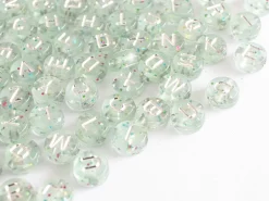 Lot de 200 perles rondes à paillettes - Lettres alphabet argentés