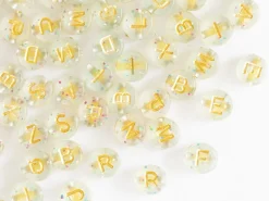 Lot de 200 perles rondes à paillettes - Lettres alphabet dorées