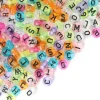 Lot de 200 perles rondes colorées lettres alphabet - transparentes