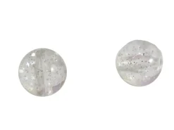 Lot de 50 perles rondes en acrylique transparentes - Pailleté argenté