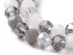 Lot de 50 perles rondes facettées - 5 mm - Tons gris