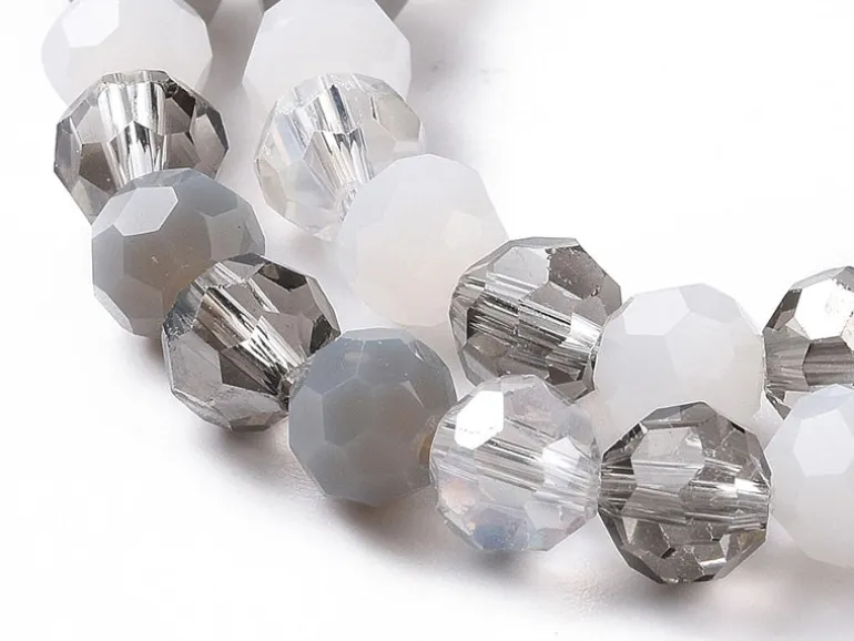 Lot de 50 perles rondes facettées - 5 mm - Tons gris