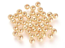 Lot de 50 perles rondes 4mm - dorées à l'or fin