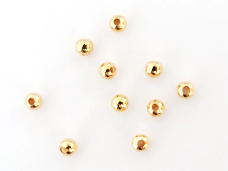 Lot de 50 perles rondes 4mm - dorées à l'or fin