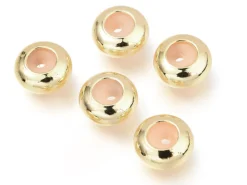 Lot de 5 perles stoppeur - perles avec caoutchouc pour bracelets coulissants - doré - 8 x 4 mm