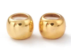 Lot de 5 perles stoppeur - perles avec caoutchouc pour bracelets coulissants - doré à l'or fin 18K- 7 x 5 mm