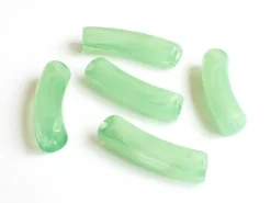 Lot de 5 perles tubes - Imitation naturelle marbre 6 mm - Vert clair