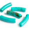 Lot de 5 perles tubes - Imitation naturelle marbre 6 mm - Turquoise
