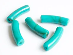 Lot de 5 perles tubes - Imitation naturelle marbre 6 mm - Turquoise
