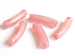 Lot de 5 perles tubes - Imitation naturelle marbre 6 mm - Rose