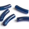 Lot de 5 perles tubes - Imitation naturelle marbre 6 mm - Bleu marine