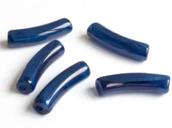 Lot de 5 perles tubes - Imitation naturelle marbre 6 mm - Bleu marine