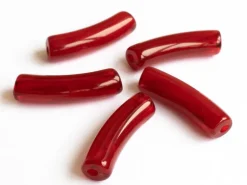 Lot de 5 perles tubes - Imitation naturelle marbre 6 mm - Bordeaux