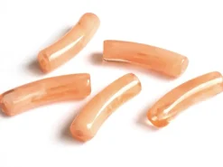 Lot de 5 perles tubes - Imitation naturelle marbré 6 mm - Orange