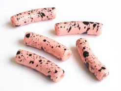 Lot de 5 perles tubes 6 mm - Rose tacheté