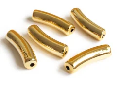 Lot de 5 perles tubes 6 mm - Doré