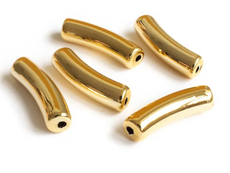 Lot de 5 perles tubes 6 mm - Doré