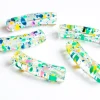Lot de 5 perles tubes transparentes 6 mm - Tacheté Spring