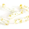 Lot de 5 perles tubes transparentes 6 mm - Feuille dorée