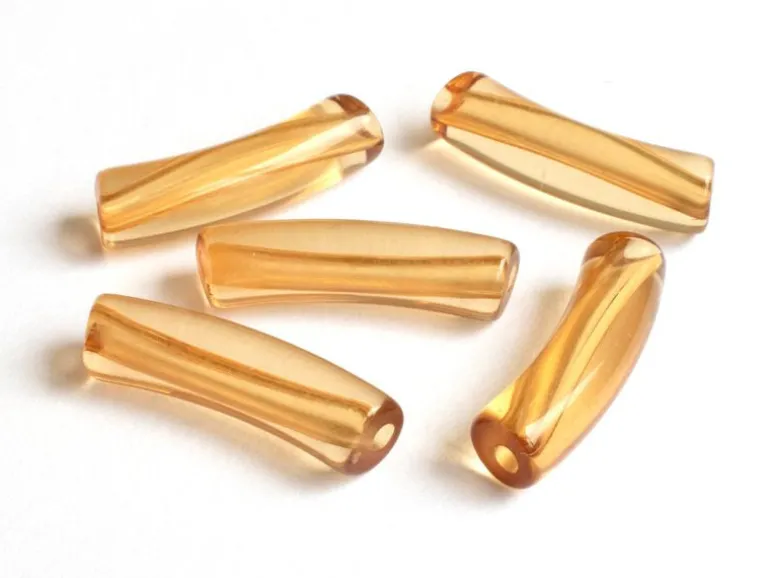 Lot de 5 perles tubes transparentes en résine 6 mm - Jaune ambré