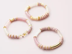 Lot de 5 perles tubes transparentes 6 mm - Doré tacheté