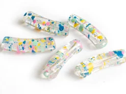 Lot de 5 perles tubes transparentes 6 mm - Tacheté Summer