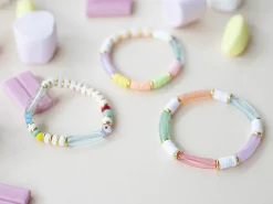 Lot de 5 perles tubes transparentes 6 mm - Tacheté Summer