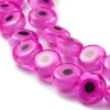 Lot de 20 petites perles en verre - œil turc rose fuchsia - 6 x 3 mm