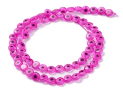 Lot de 20 petites perles en verre - œil turc rose fuchsia - 6 x 3 mm
