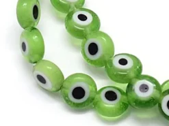 Lot de 20 petites perles en verre - œil turc vert - 6 x 3 mm