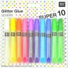 Lot de 10 stylos colle paillettes - glitter glue - couleurs pop