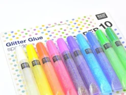 Lot de 10 stylos colle paillettes - glitter glue - couleurs pop