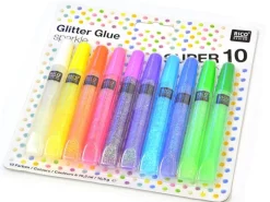 Lot de 10 stylos colle paillettes - glitter glue - couleurs pop
