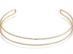 Manchette texturée effet fil - Doré à l'or fin 18K
