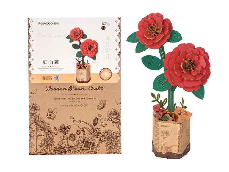 Maquette fleur miniature - Camélia rouge (Red Camellia) - Rowood
