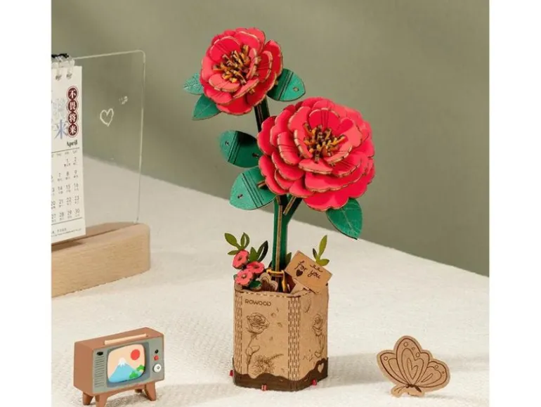 Maquette fleur miniature - Camélia rouge (Red Camellia) - Rowood