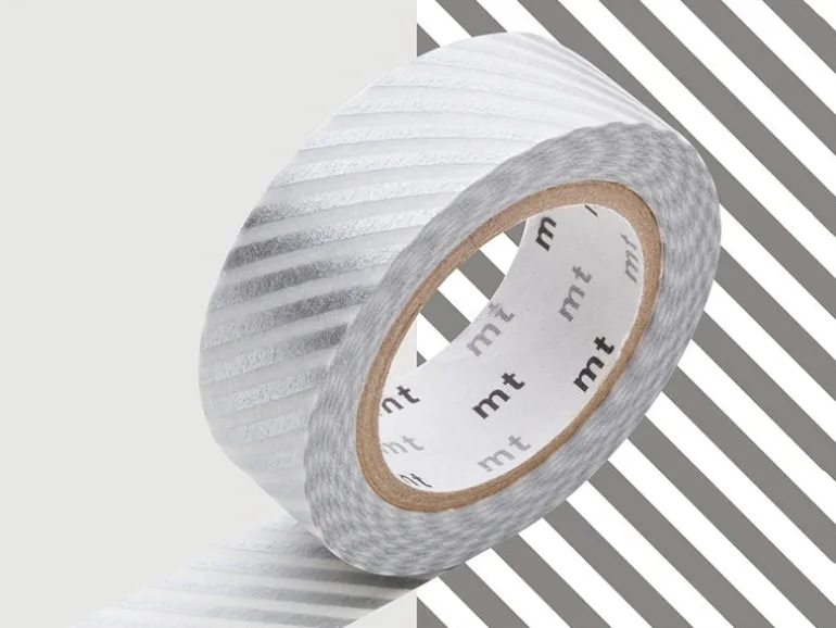 Masking tape motif - Rayé argent